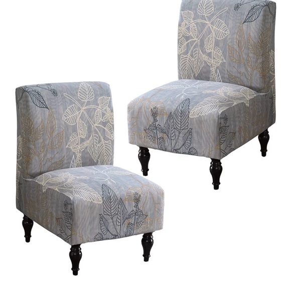 Amazon Other - Elegant Gray and Cream Slipper Chair Cover Set- 2